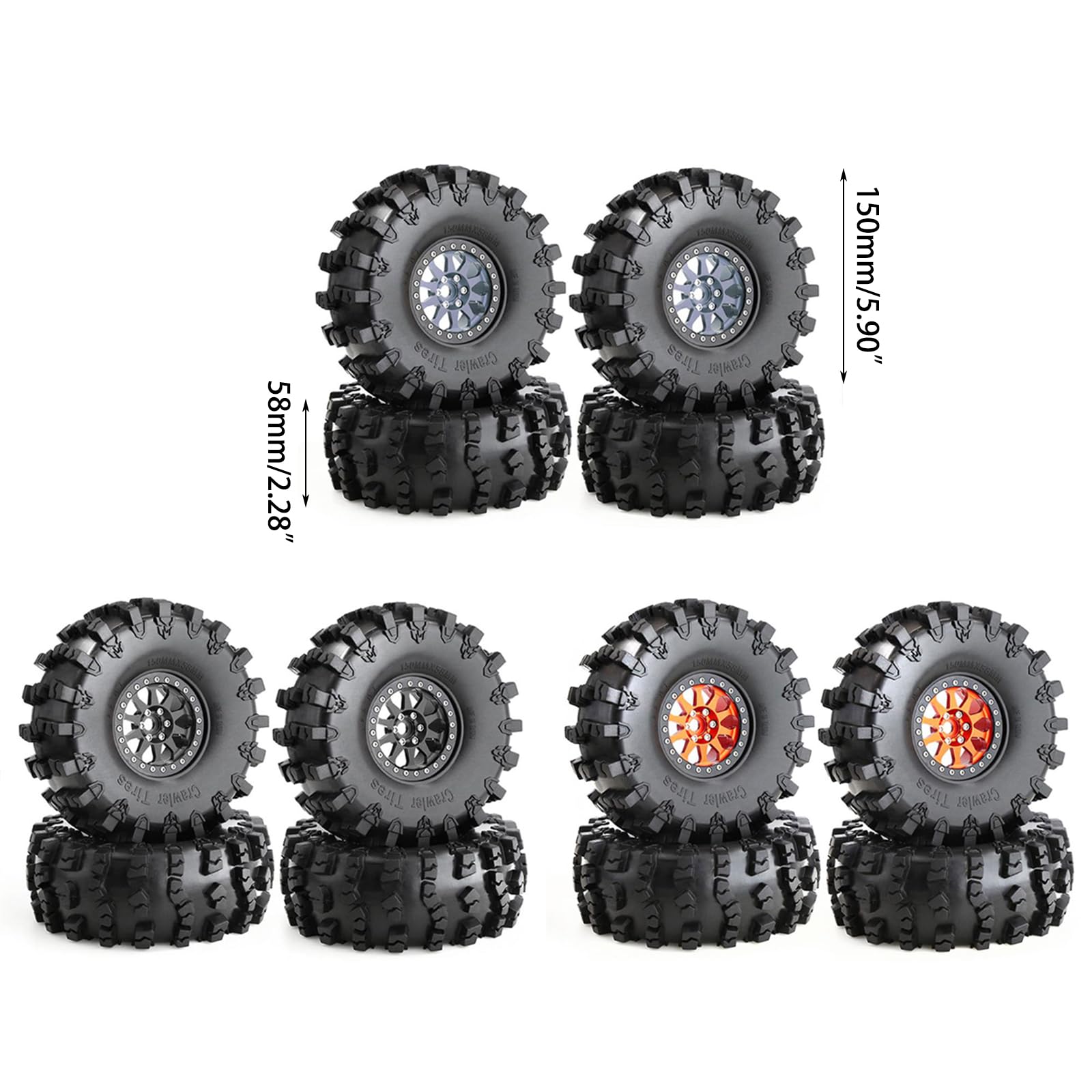 Amazon | 4 個 4WD ビードロックホイールリムゴムタイヤ SCX10 RBX10